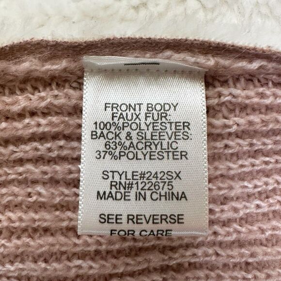 Lety & Me Shayla Faux Suede Long Sleeve Open Front Cardigan - Size Large - Picture 6 of 6